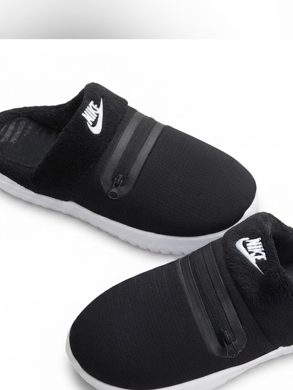 Nike Burrow Fleece Slipper Size US 9 DJ3131-001 Women's Black & White Slides